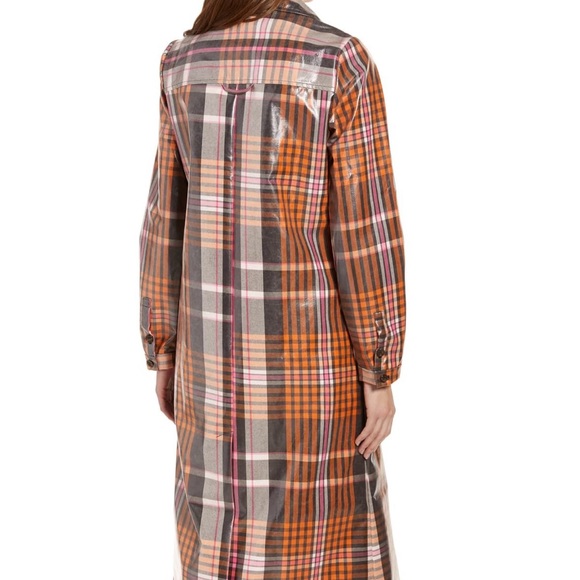 Something Navy plaid glossy trench coat - Picture 2 of 4